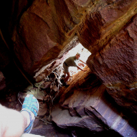 Accessing the cave, 2004