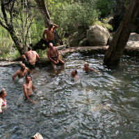 swimming-in-the-river,-Waterberg,-2009